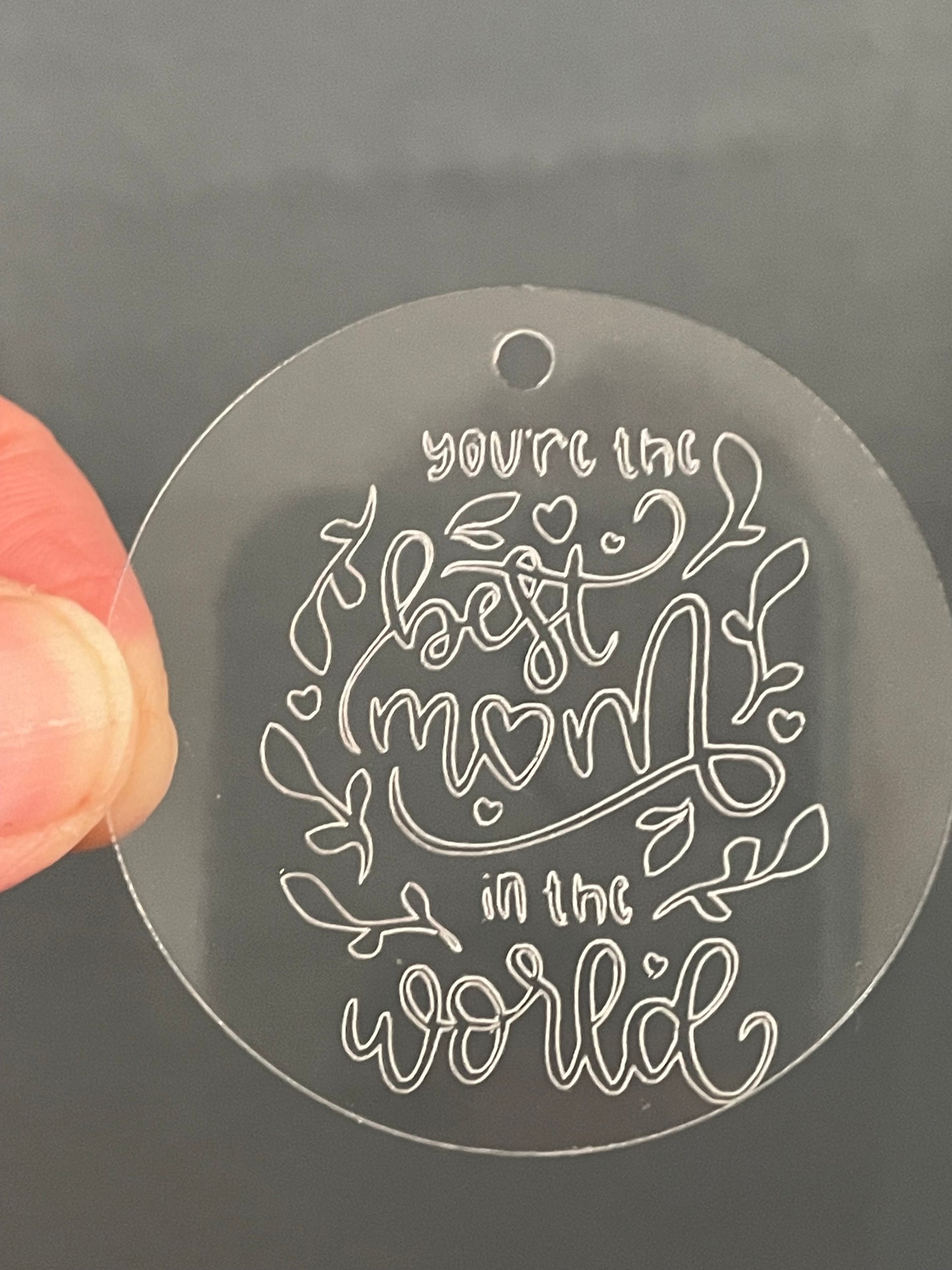 Personalized 2” Engraved “Mom” Keychain with Tassel