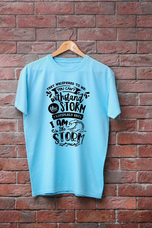 I Am the Storm Inspirational Graphic Tee - Light Blue T-Shirt