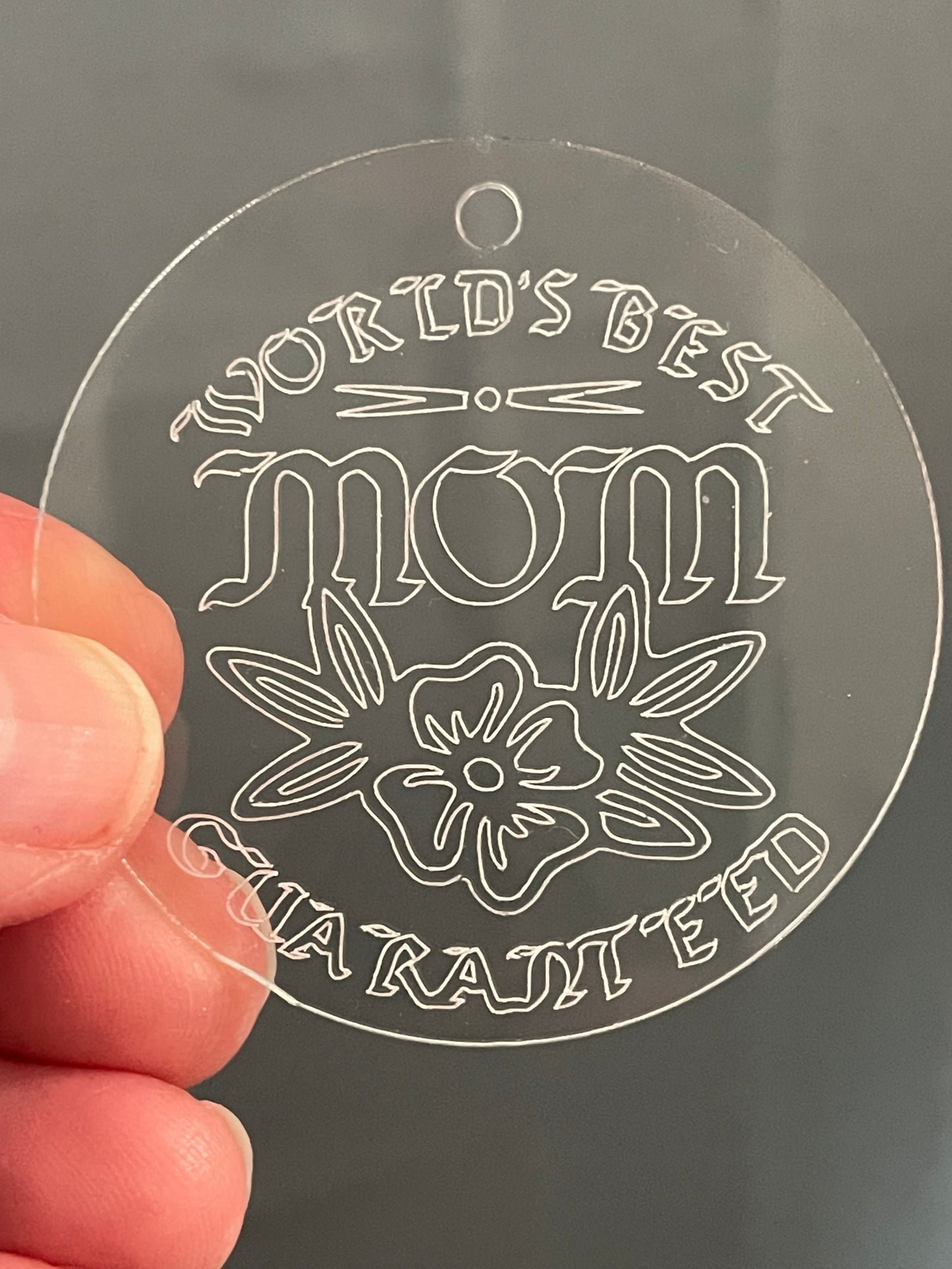 Personalized 2” Engraved “Mom” Keychain with Tassel