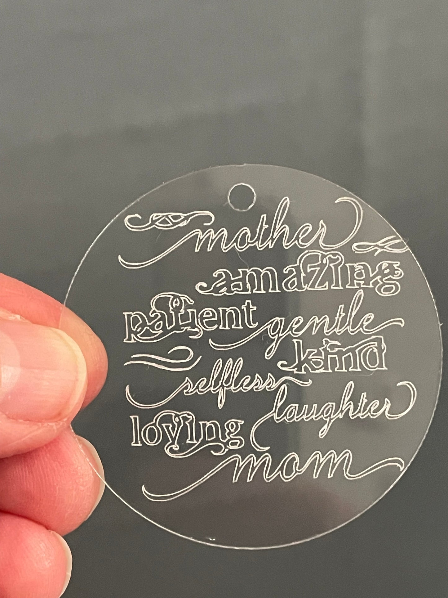 Personalized 2” Engraved “Mom” Keychain with Tassel